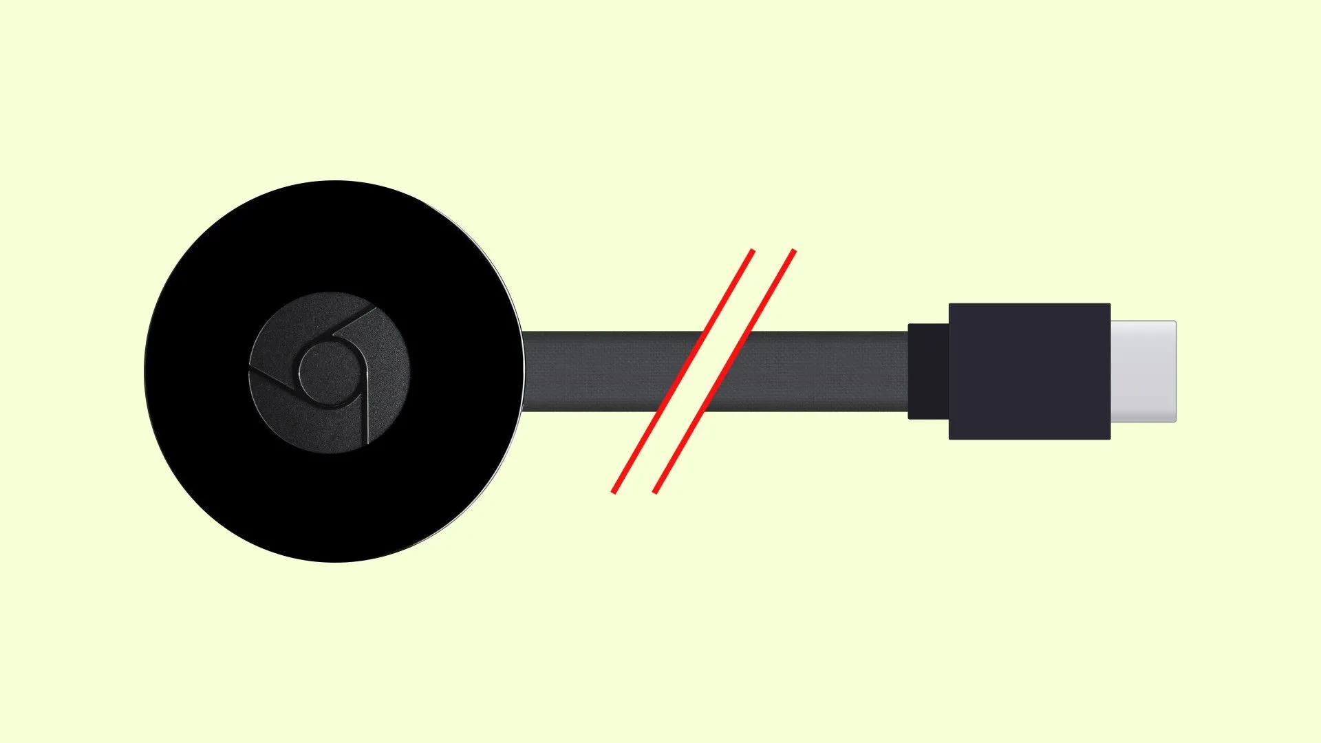 Màn hình TV hiển thị thông báo lỗi kết nối Chromecast màu vàng trên nền đen
