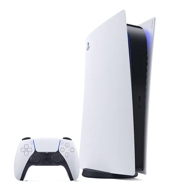 Máy chơi game PlayStation 5 với thiết kế hiện đại, đại diện cho hệ máy console.