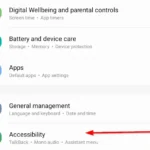 Menu cài đặt điện thoại Samsung hiển thị tùy chọn "Trợ năng" được khoanh vùng.