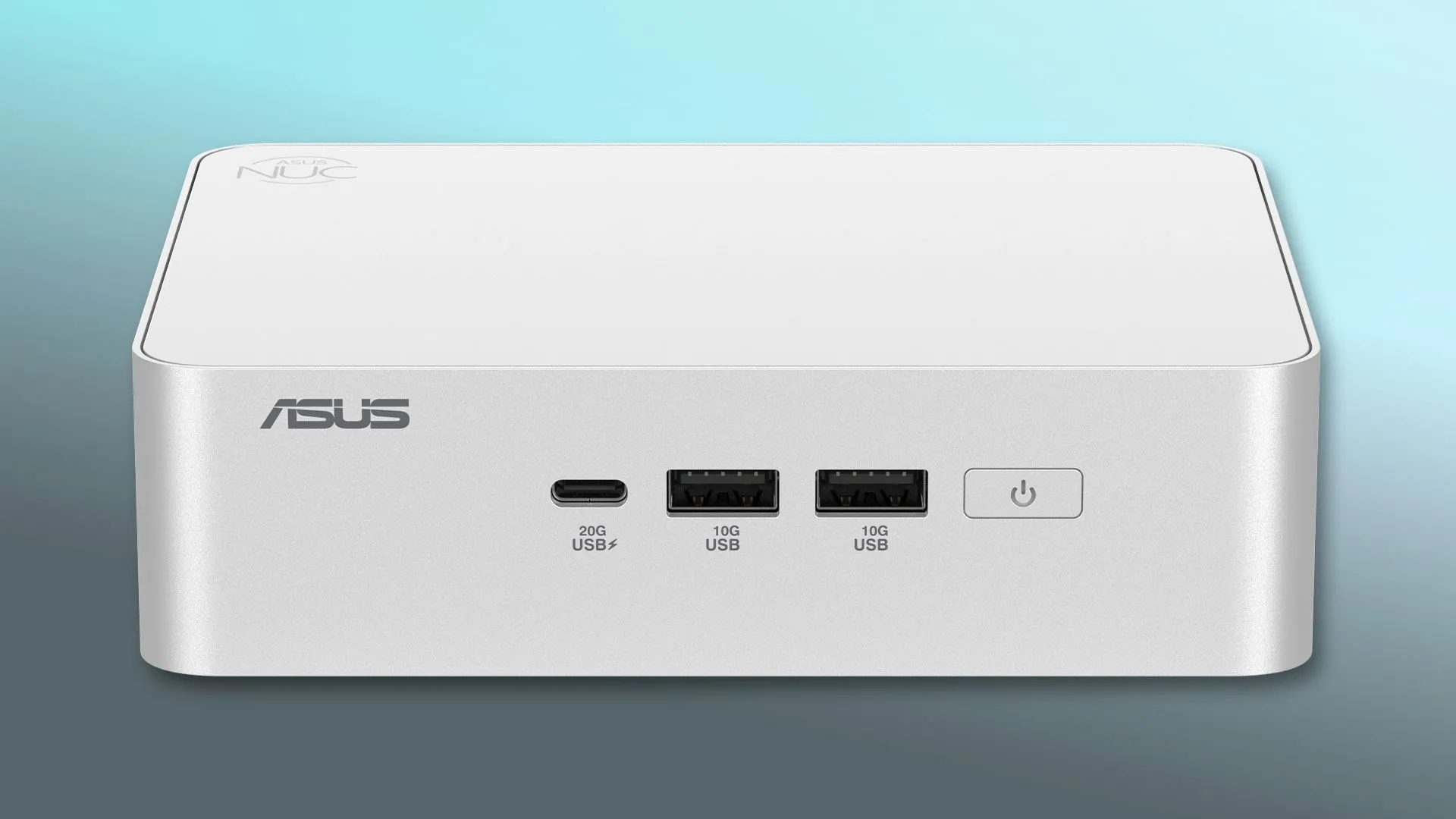 Mini PC ASUS NUC 15 Pro+ màu đen, với các cổng kết nối và logo ASUS nổi bật