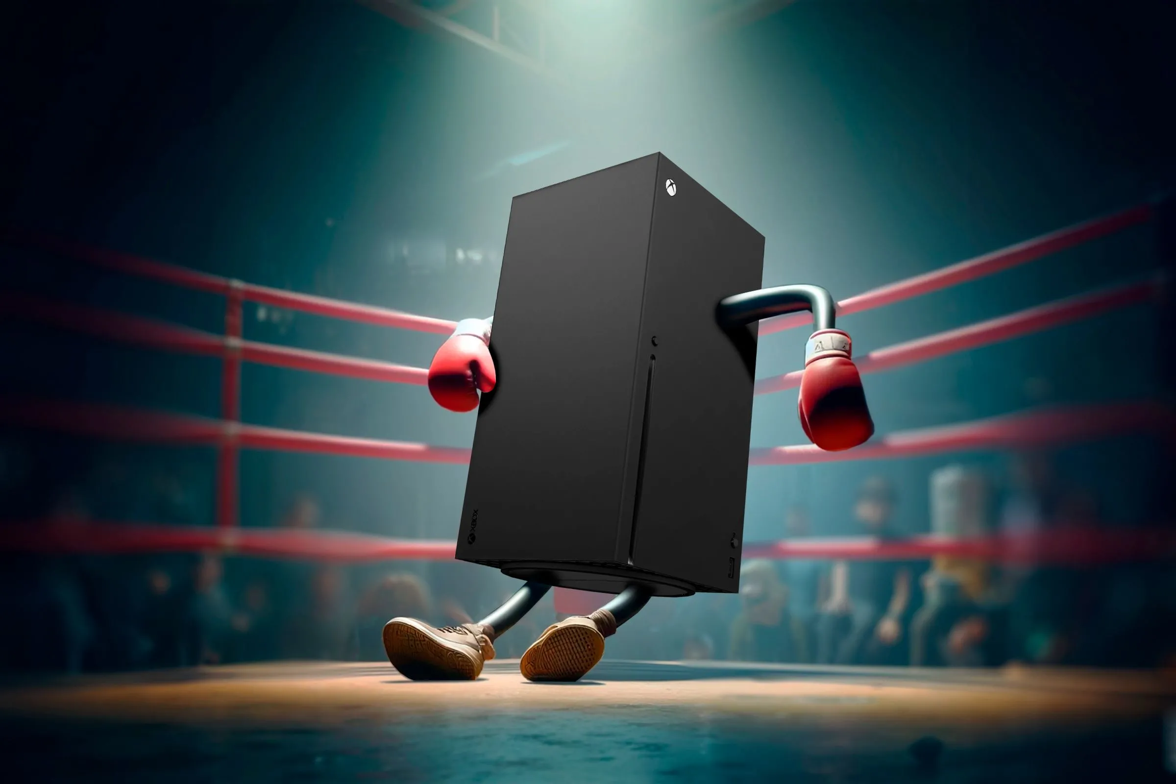 Một máy Xbox Series X bị đánh bại trên sàn đấu quyền Anh.