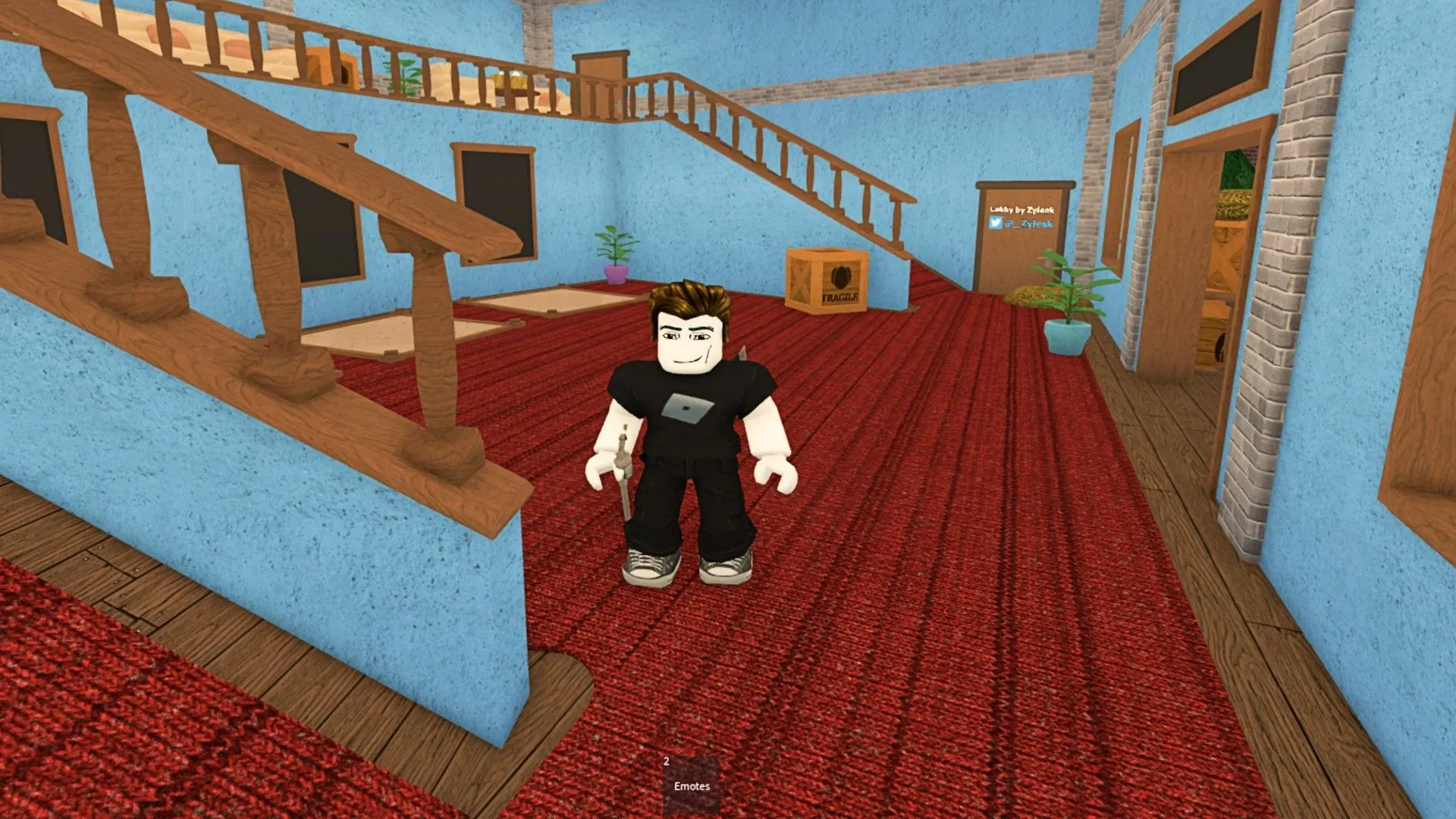 Một người chơi đứng trong một ngôi nhà trong Roblox Murder Mystery 2.