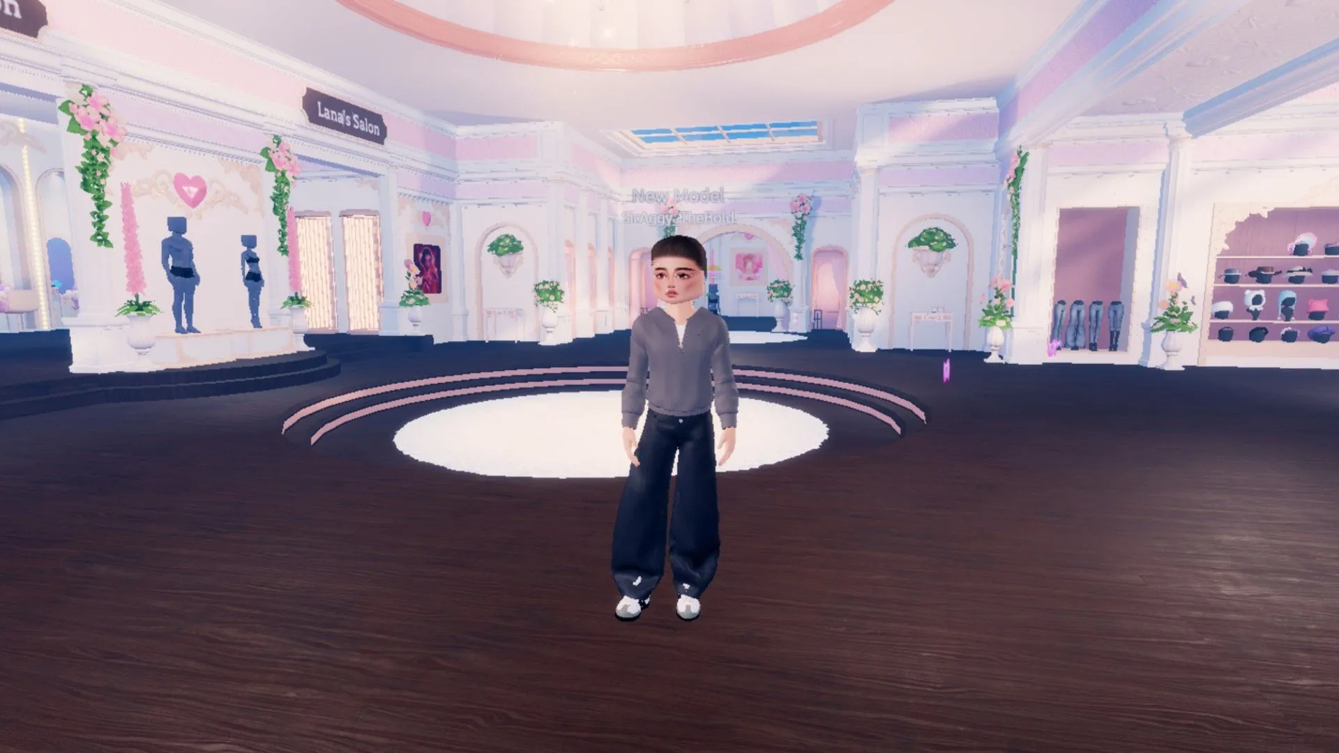 Người chơi đứng nhìn sang trái trong Roblox Dress To Impress.