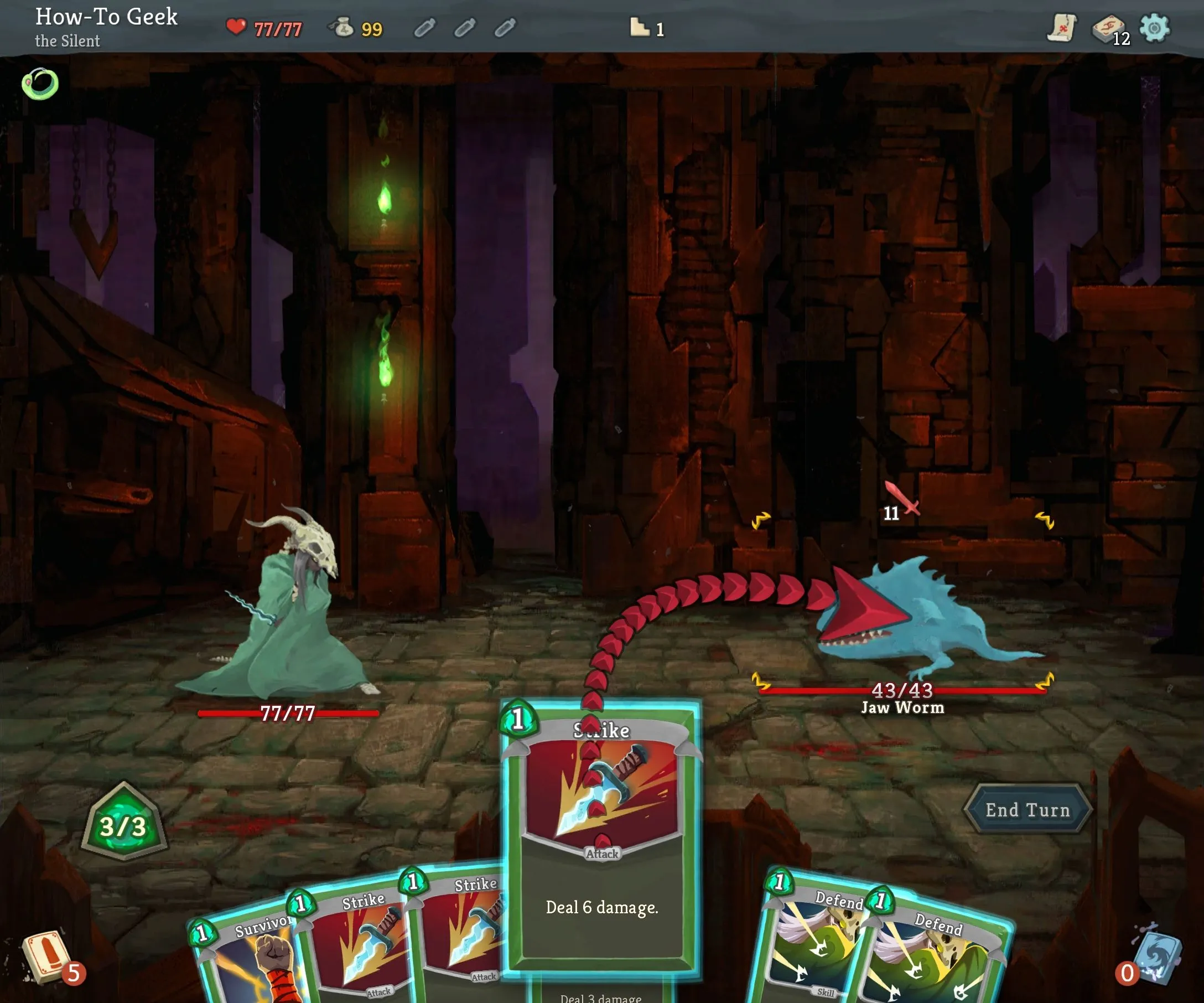 Người chơi sử dụng thẻ bài trong game Slay the Spire, một tựa game xây dựng bộ bài độc đáo