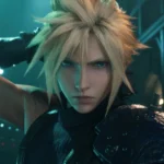 Nhân vật Cloud Strife trong game Final Fantasy VII Remake Intergrade đang chuẩn bị chiến đấu.