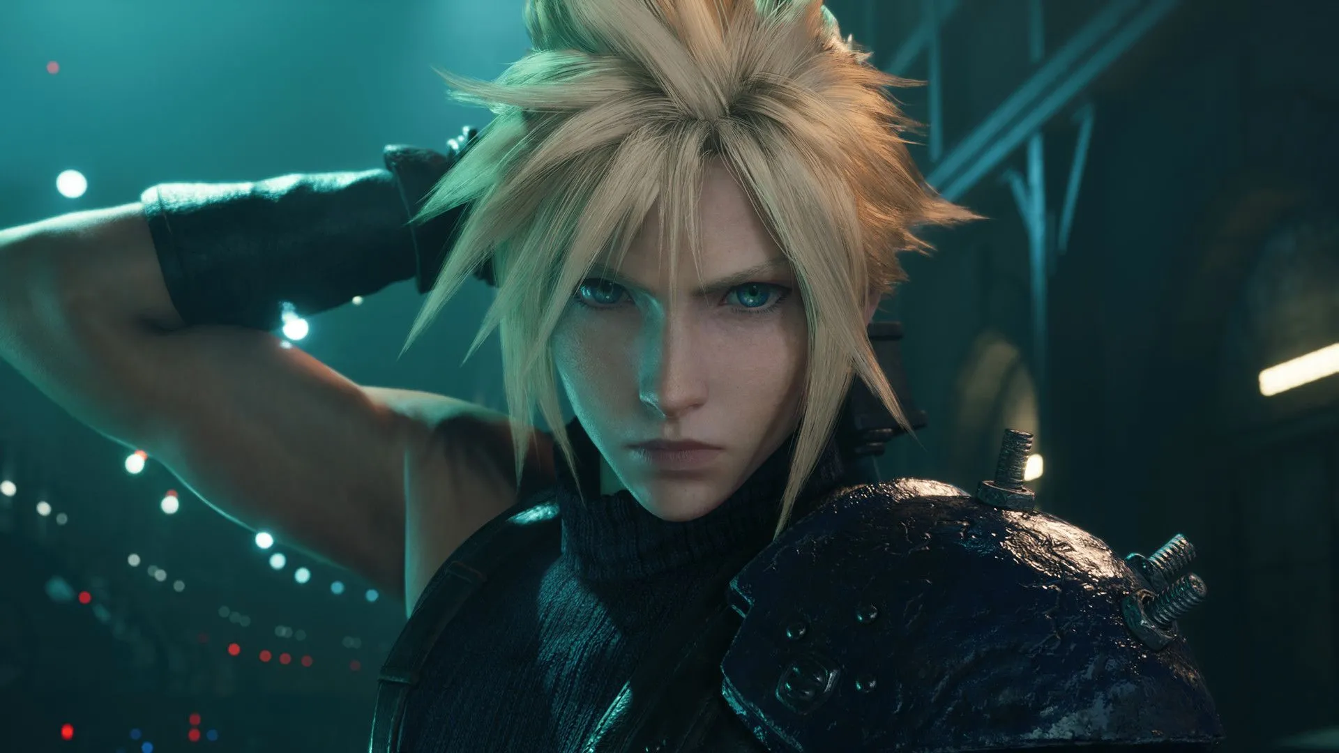 Nhân vật Cloud Strife trong game Final Fantasy VII Remake Intergrade đang chuẩn bị chiến đấu.