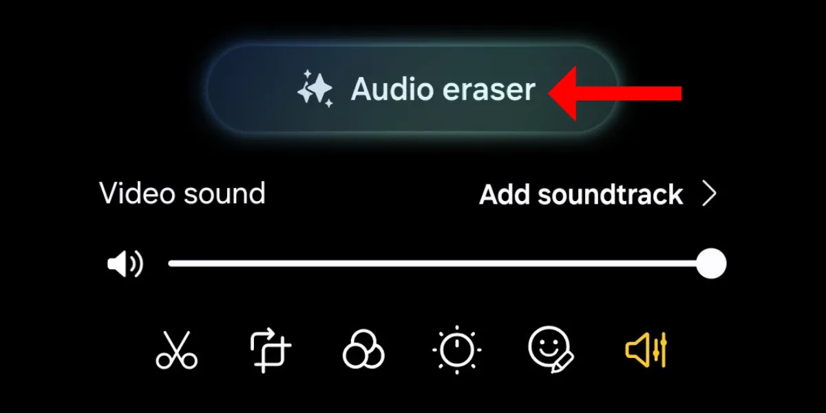 Nút Audio Eraser trong ứng dụng Thư viện trên Galaxy S25, cho phép người dùng loại bỏ hoặc điều chỉnh âm thanh trong video.