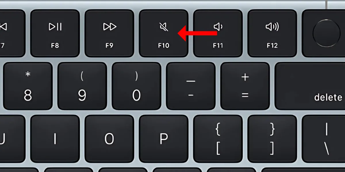 Phím F10 (phím tắt âm lượng) trên bàn phím MacBook.
