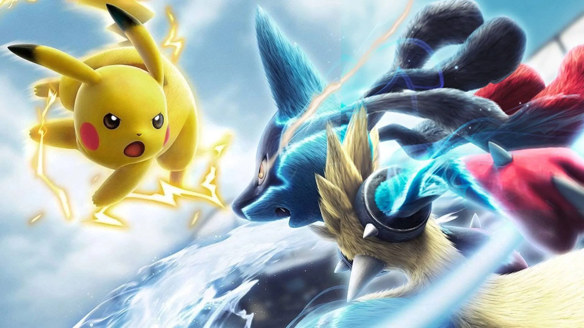 Pikachu và Lucario chiến đấu trong Pokken Tournament