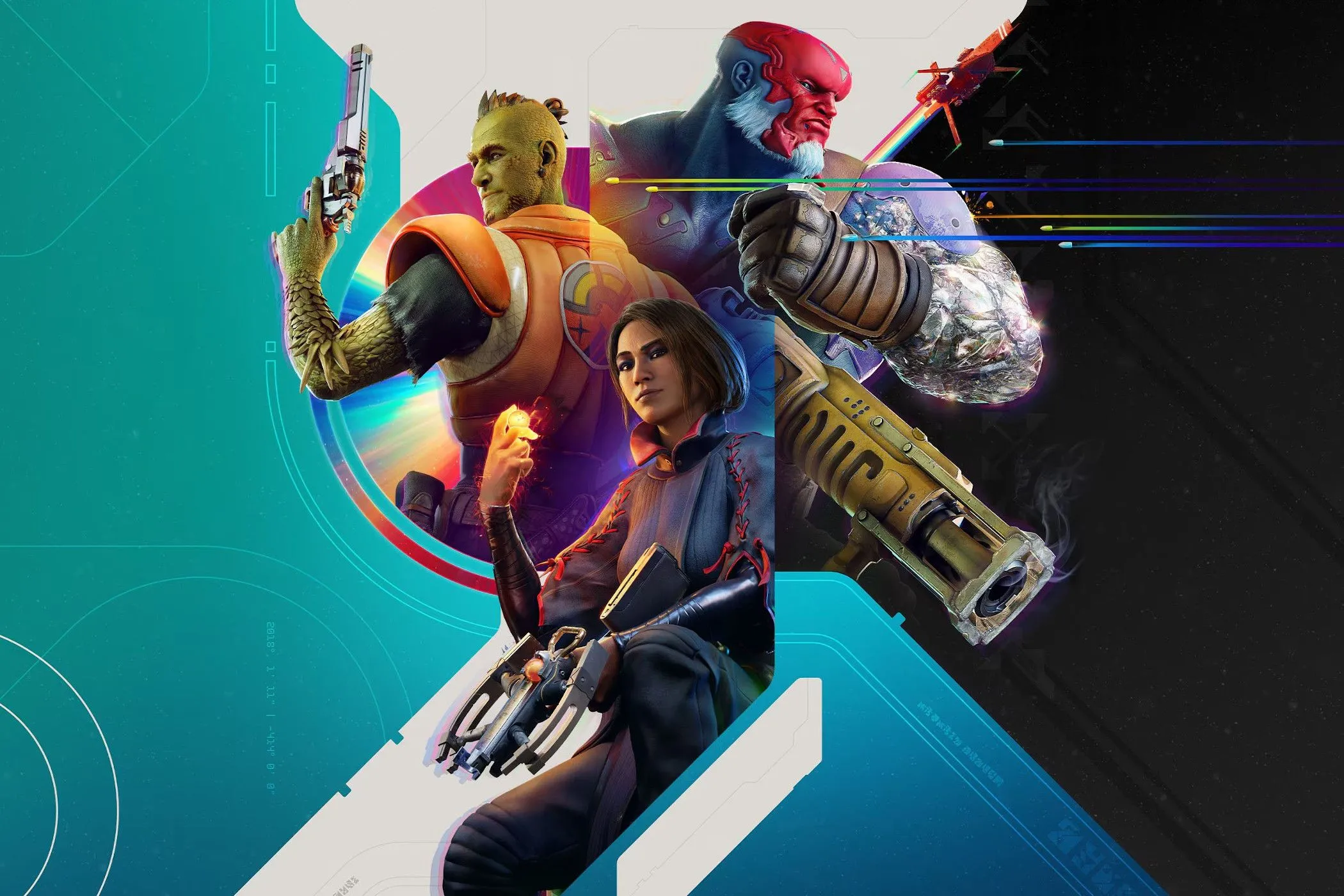 Promotional art for Concord, featuring three characters from the game.