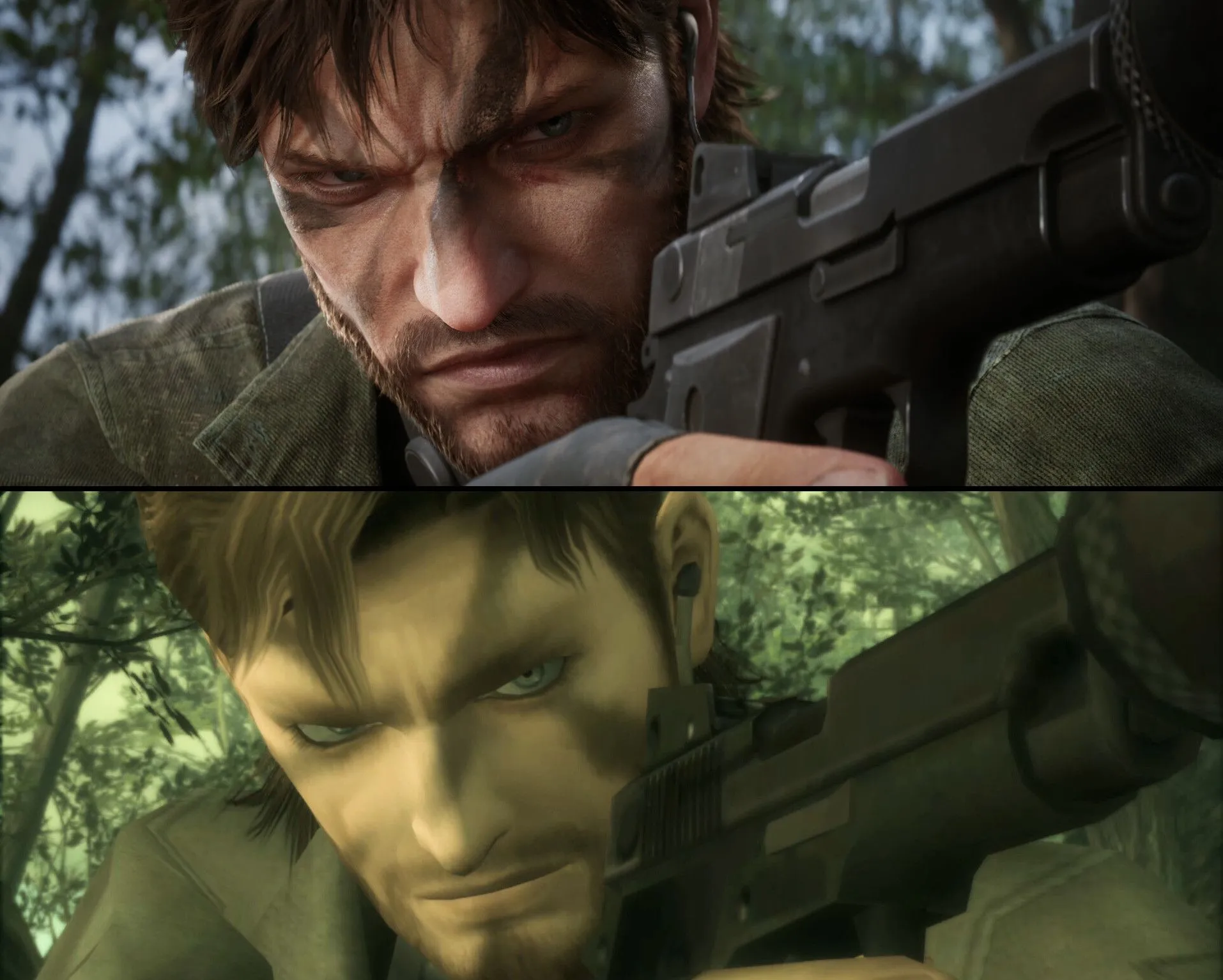 So sánh đồ họa giữa Metal Gear Solid 3 bản gốc và bản remake.