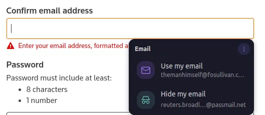 Sử dụng tính năng Alias email của Proton Pass để đăng ký tài khoản mà không lộ email thật.