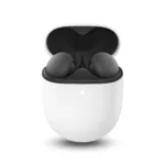 Tai nghe không dây Google Pixel Buds A-Series màu trắng với hộp sạc nhỏ gọn