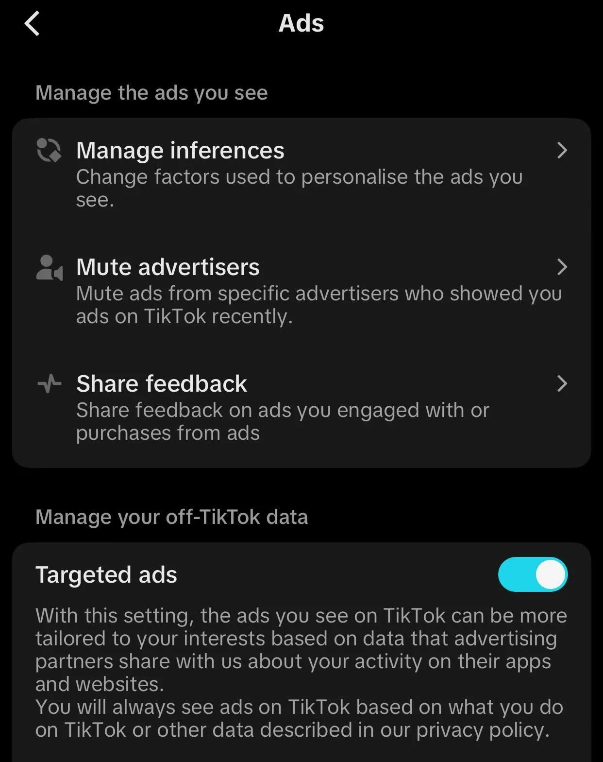 Thay đổi tùy chọn quảng cáo cá nhân hóa trên TikTok