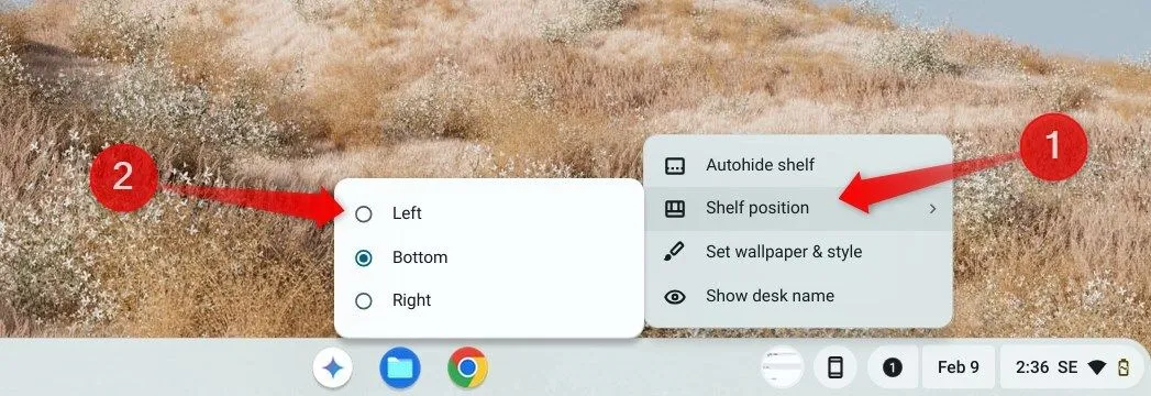 Thay đổi vị trí thanh Shelf trên ChromeOS sang bên trái.