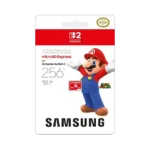 Thẻ nhớ Samsung microSD Express 256GB với hình Mario, phụ kiện cần thiết cho Nintendo Switch 2 để cải thiện tốc độ tải game.