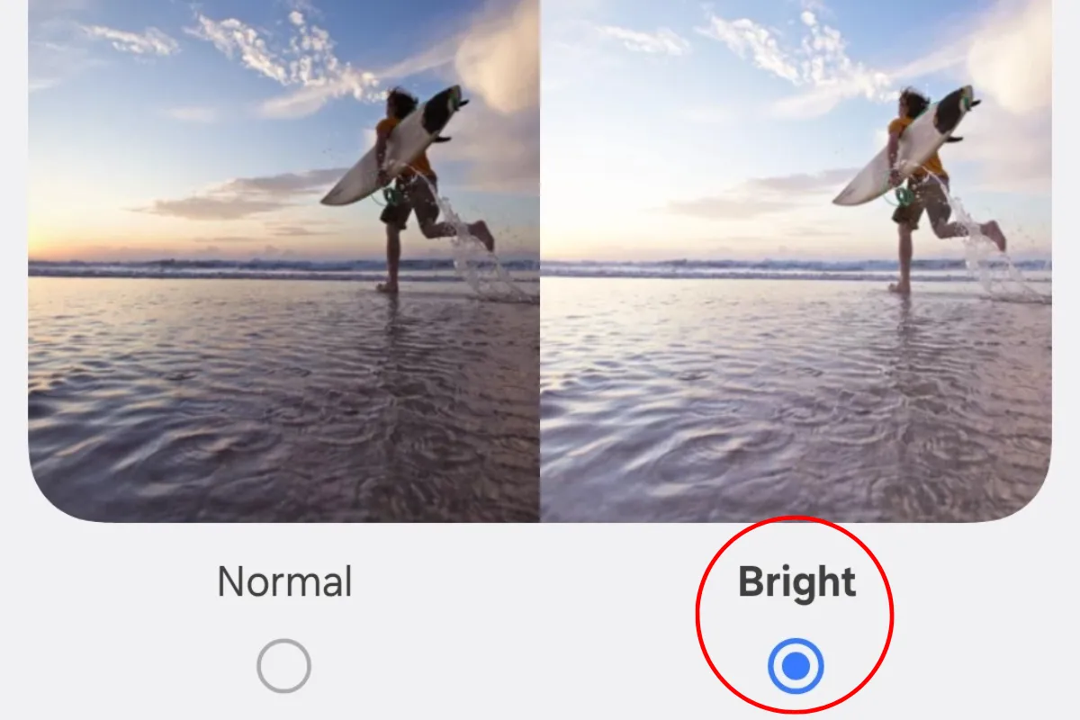 Tính năng Độ sáng video trên Galaxy S25, giúp tạm thời tăng độ sáng màn hình khi xem video để cải thiện trải nghiệm hình ảnh.