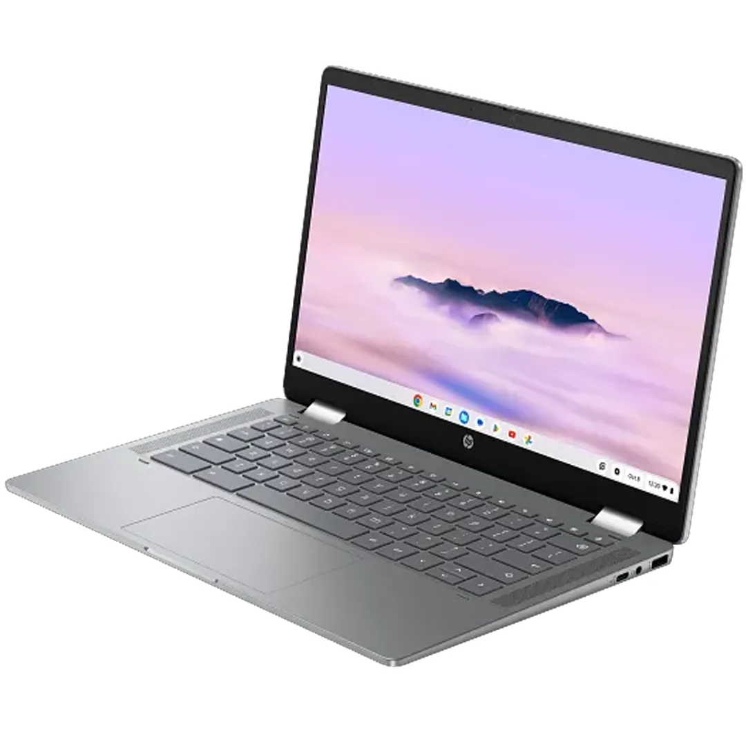 Tổng thể chiếc HP Chromebook Plus x360 14b, một lựa chọn đáng cân nhắc với thiết kế gập 360 độ và cấu hình lý tưởng cho trải nghiệm Linux.