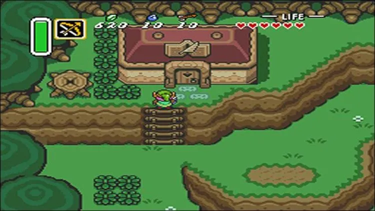 Trò chơi The Legend of Zelda: A Link to the Past bị kéo giãn trên màn hình rộng.