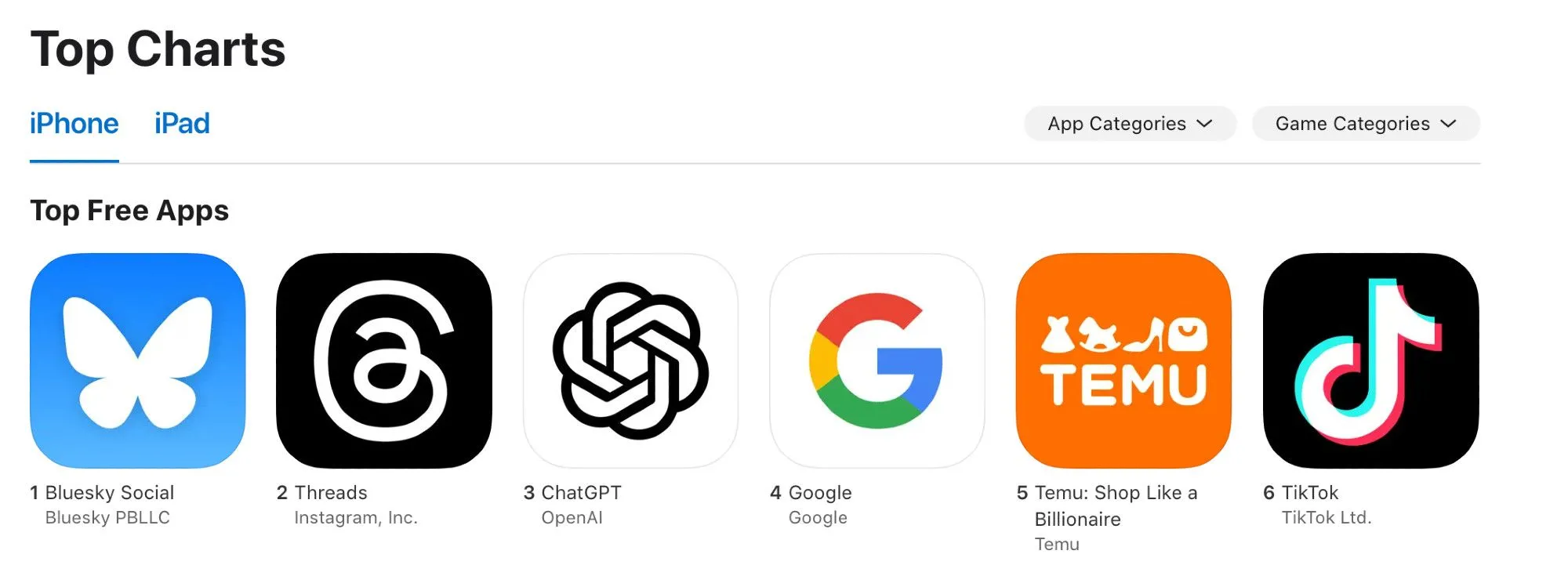 Ứng dụng Bluesky Social đạt vị trí số 1 trong bảng xếp hạng ứng dụng miễn phí trên App Store