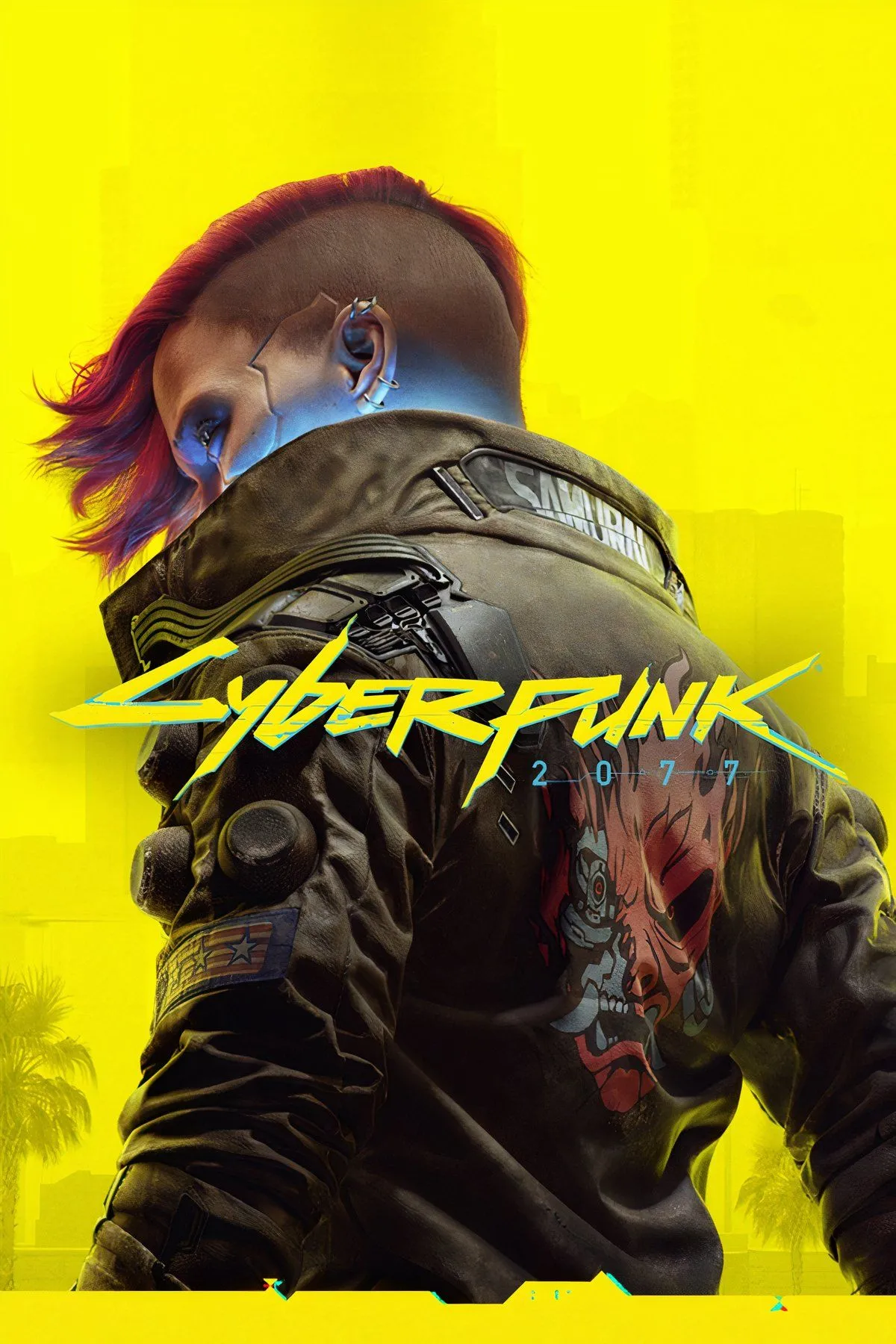 V cảnh từ game Cyberpunk 2077 với nhân vật chính và một thành phố Night City rực rỡ ánh đèn neon