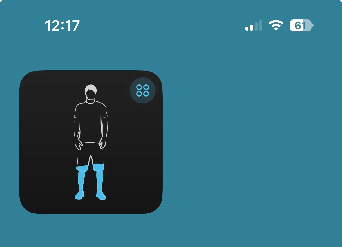 Widget ứng dụng Waterminder trên iPhone hiển thị biểu tượng người và mức nước hiện tại.