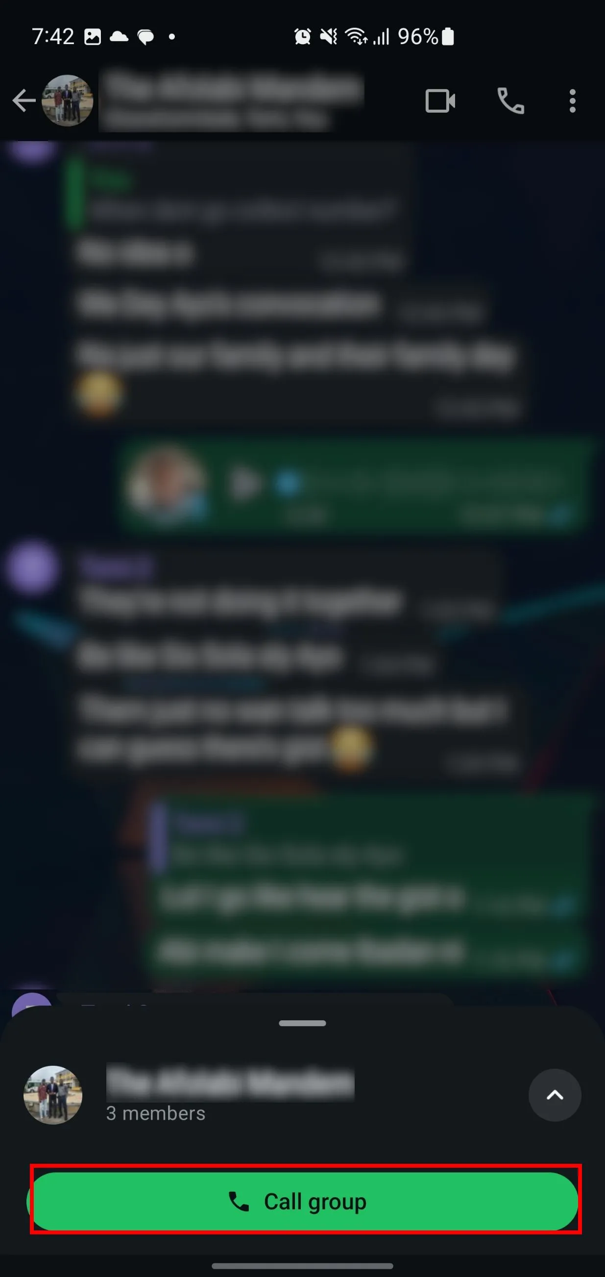 Xác nhận bắt đầu gọi nhóm trong WhatsApp.