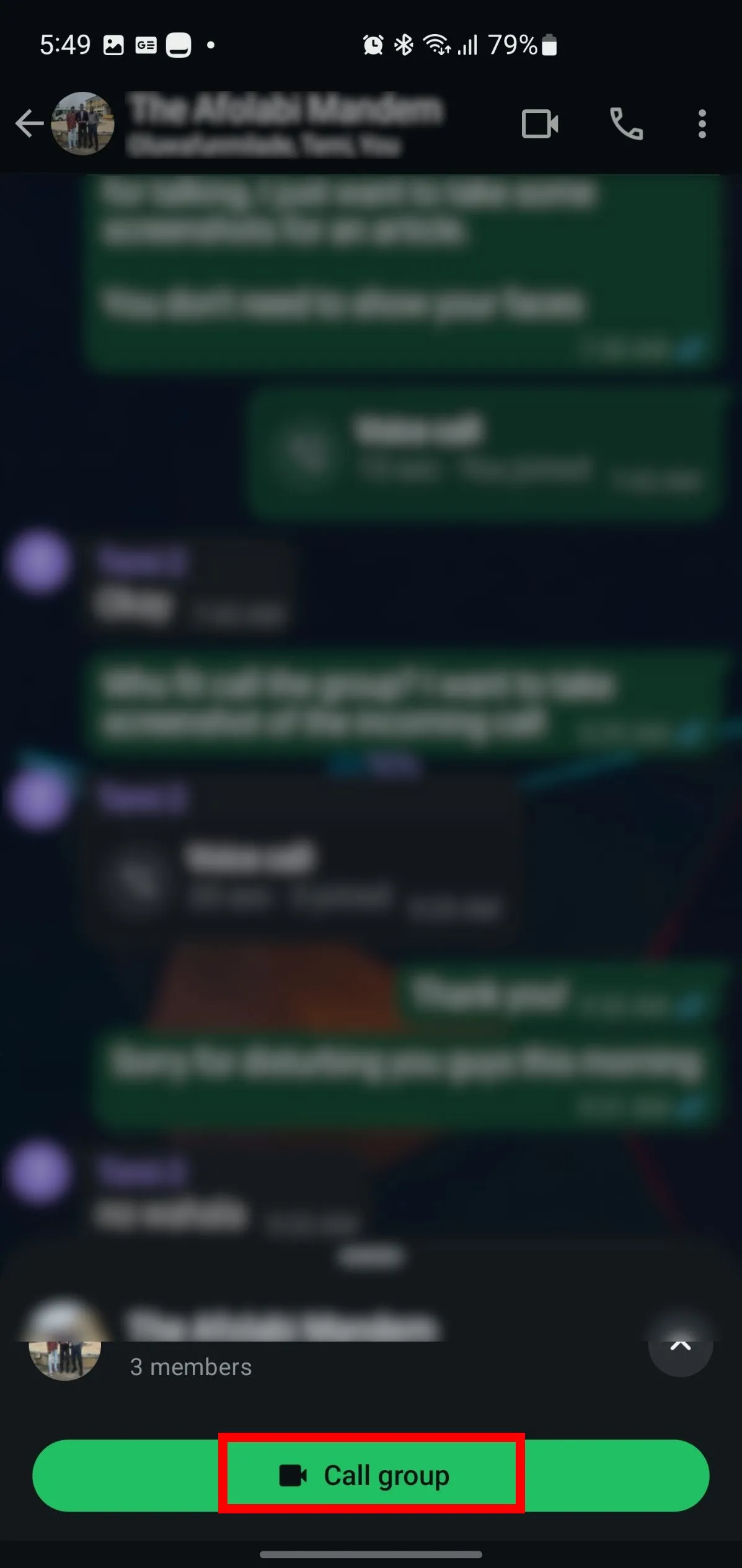 Xác nhận bắt đầu gọi video nhóm trong WhatsApp.