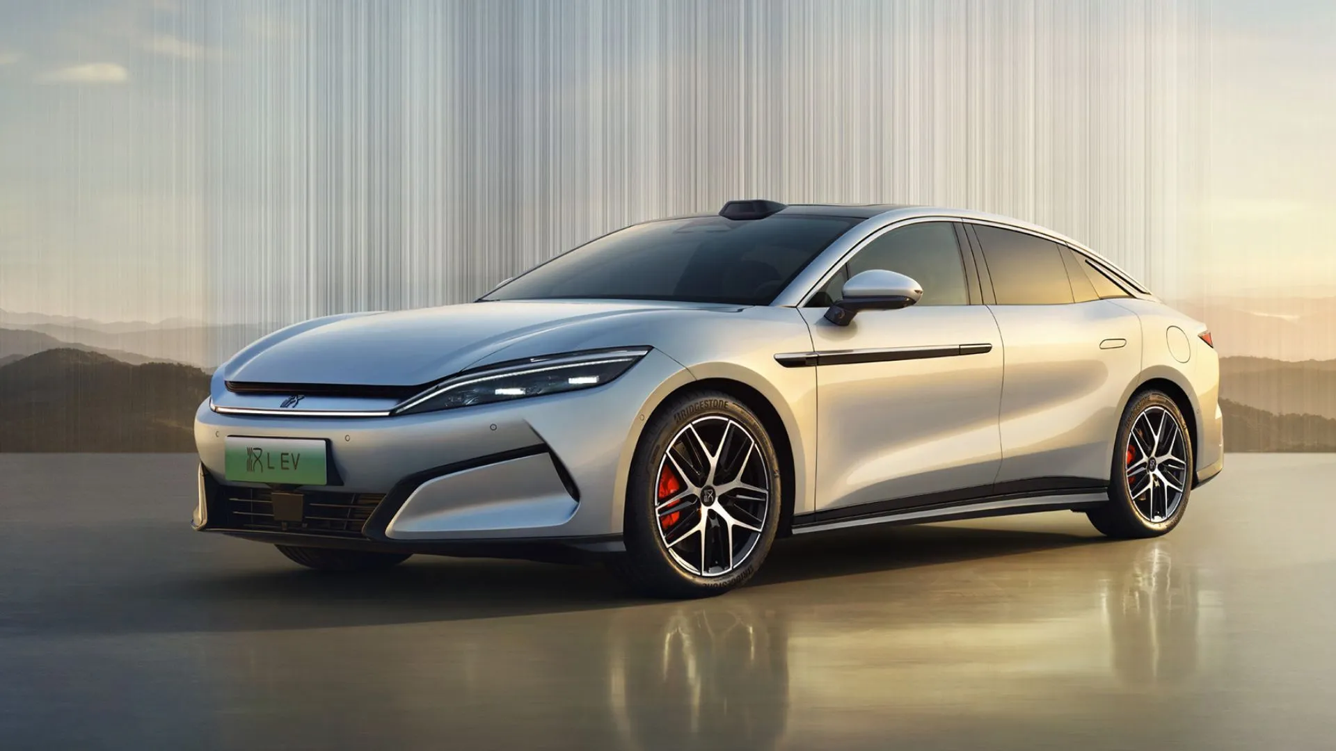 Xe điện BYD Han EV màu đen bóng, được sạc tại trạm sạc với công nghệ megawatt