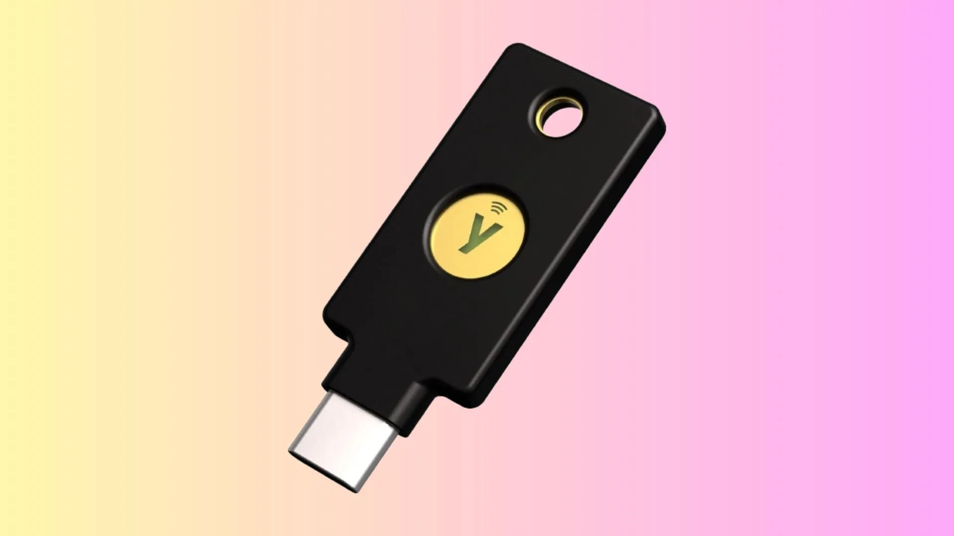 Yubico Security Key C NFC trên nền chuyển màu